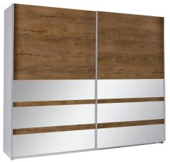 Ormar s kliznim vratima i zrcalom Lux 22 - bijeli/hrast rivijera
