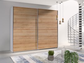 Ormar s kliznim vratima Lux 25 - bijeli/hrast rivijera