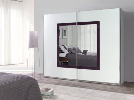 Ormar s kliznim vratima i zrcalom Lux 32 - bijeli/ljubičasti sjaj