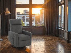 Masažna relaks fotelja s relaks mehanizmom Sovana Deluxe - siva