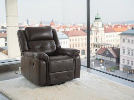 Kožna fotelja s relaks mehanizmom Fosso Comfort - espresso smeđa
