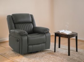 Kožna fotelja s relaks mehanizmom Fosso Comfort - dimno smeđa