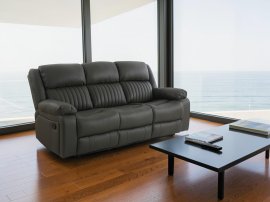 Kožna trosjed s relax mehanizmom Fosso comfort - dimno smeđa
