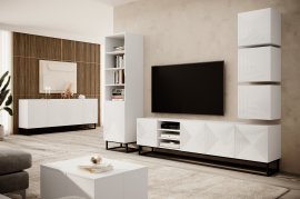 Dnevni boravak i spavaća soba s metalnim okvirom Asha - bijeli sjaj