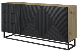 Komoda s metalnim okvirom Asha 167 2D3SZ - crna/hrast artisan
