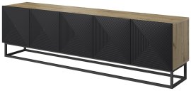 TV element s metalnim okvirom Asha 200 5D - crni/hrast artisan