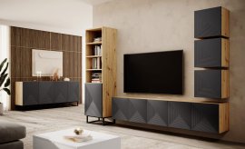 Dnevni boravak i spavaća soba Asha - crna/hrast artisan