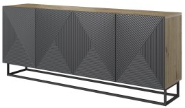 Komoda s metalnim okvirom Asha 200 4D - river stone/hrast artisan