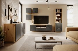 Dnevni boravak i spavaća soba Asha - riječni kamen/hrast artisan