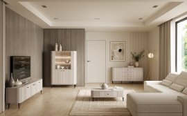 Dnevni boravak i spavaća soba Vesper – kašmir, na crnim nogama