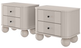 Komplet dviju noćnih ormarića Vesper 56 2SZ - kašmir, na okruglim nogama, crne ručke