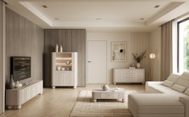 Dnevni boravak i spavaća soba Vesper - kašmir, na okruglim nogama, zlatne ručke