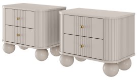 Komplet dviju noćnih ormarića Vesper 56 2SZ - kašmir, na okruglim nogama, zlatne ručke