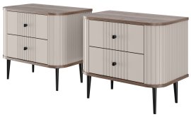 Komplet dviju noćnih ormarića Vesper 56 2SZ - kašmir/orah, na crnim nogama