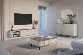 Dnevni boravak i spavaća soba Vesper - kašmir/orah, crne ručke