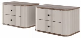 Zidni komplet dviju noćnih ormarića Vesper 56 2SZ - kašmir/orah, crne ručke