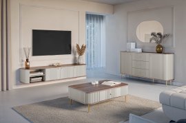 Dnevni boravak i spavaća soba Vesper - kašmir/orah, zlatne ručke