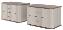 Zidni komplet dviju noćnih ormarića Vesper 56 2SZ - kašmir/orah, zlatne ručke