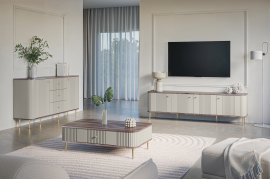 Dnevni boravak i spavaća soba Vesper – kašmir/orah, na zlatnim nogama