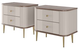 Komplet dviju noćnih ormarića Vesper 56 2SZ - kašmir/orah, na zlatnim nogama