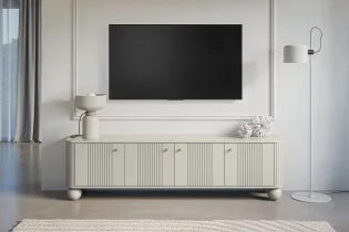 Bogart - TV element Vesper 187 4D - kašmir/orah, na okruglim nogama, zlatne ručke