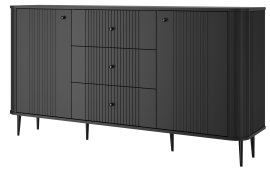 Komoda Vesper 160 2D3SZ - crna, na crnim nogama