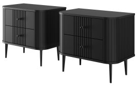 Komplet dviju noćnih ormarića Vesper 56 2SZ - crn, na crnim nogama