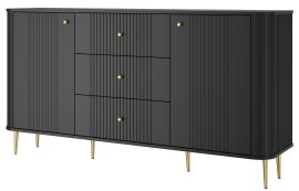 Komoda Vesper 160 2D3SZ - crna, na zlatnim nogama