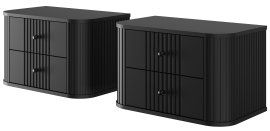 Zidni komplet dviju noćnih ormarića Vesper 56 2SZ - crna, crne ručke