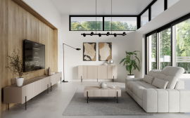 Dnevni boravak i spavaća soba Malmi – kašmir, crne noge