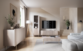 Dnevni boravak i spavaća soba Malmi - kašmir, zlatne noge