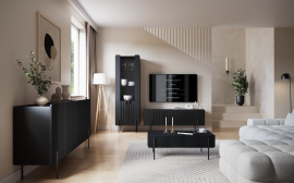 Dnevni boravak i spavaća soba Malmi - crna, crne noge