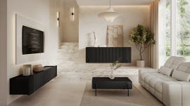 Dnevni boravak i spavaća soba Malmi - crna, crni dekor