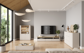 Dnevni boravak i spavaća soba Elivo - kašmir/uljeni hrast