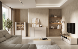 Dnevni boravak i spavaća soba Amilio s nogicama - kašmir/uljeni hrast