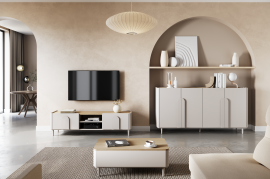 Dnevni boravak i spavaća soba Amilio s nogicama - kašmir/uljeni hrast