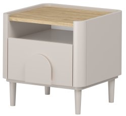 Noćni ormarić Amilio s nogicama - kašmir/hrast nauljeni/ručke kašmir