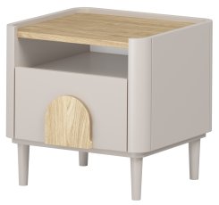 Noćni ormarić Amilio s nogicama - kašmir/hrast nauljeni/ručke svijetli hrast
