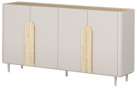 Komoda Amilio 200 4D s nogicama - kašmir/hrast nauljeni/ručke svijetli hrast