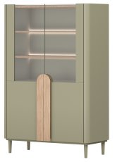 Vitrina Amilio 100 2D s nogicama - eukaliptus/baltski dune hrast/ručke prirodni hrast