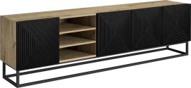 TV komoda s policama Asha 200 5D (metalni okvir) - crna/hrast artisan