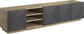 TV komoda na postolju s policama Asha 200 5D - kameni kamen/hrast artisan