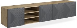Zidna TV komoda s policama Asha 200 5D - river stone/hrast artisan