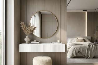 Zidni stol za šminkanje s ogledalom Nicole 60 cm - bijela