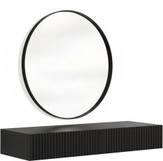Zidni stol za šminkanje s ogledalom Nicole 60 cm - crna
