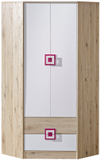 Kutni ormar za odjeću Nico 2 - hrast/roza