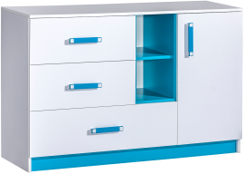 Komoda Trafiko 7 - bijela/tirkizna