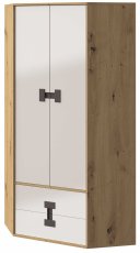 Kutni ormar Index 02 – bijeli sjaj/artisan hrast