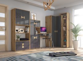 Dječja soba Index – sivi sjaj/artisan hrast