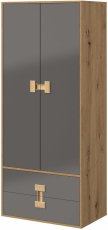 Garderobni ormar Index 01 – sivi sjaj/artisan hrast